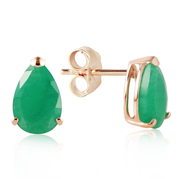 Galaxy Gold Products Jewelry - 14K. SOLID GOLD STUD EARRING WITH NATURAL EMERALDS